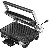 Starfrit The Rock Panini Press - Rock.Tec Non-Stick Reversible Plate - Opens 180 Degrees - Adjustable Temperate Control