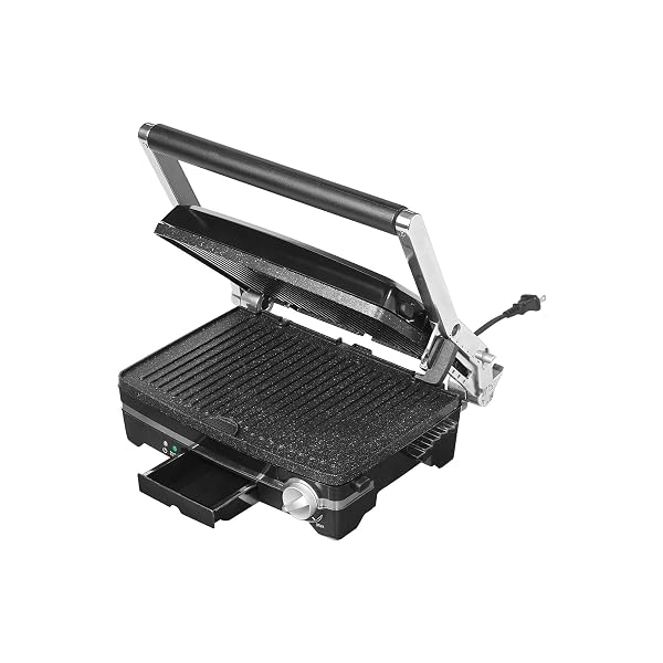 STARFRIT THE ROCK PANINI PRESS – ROCK.TEC NON-STICK REVERSIBLE PLATE – OPENS 180 DEGREES – ADJUSTABLE TEMPERATE CONTROL