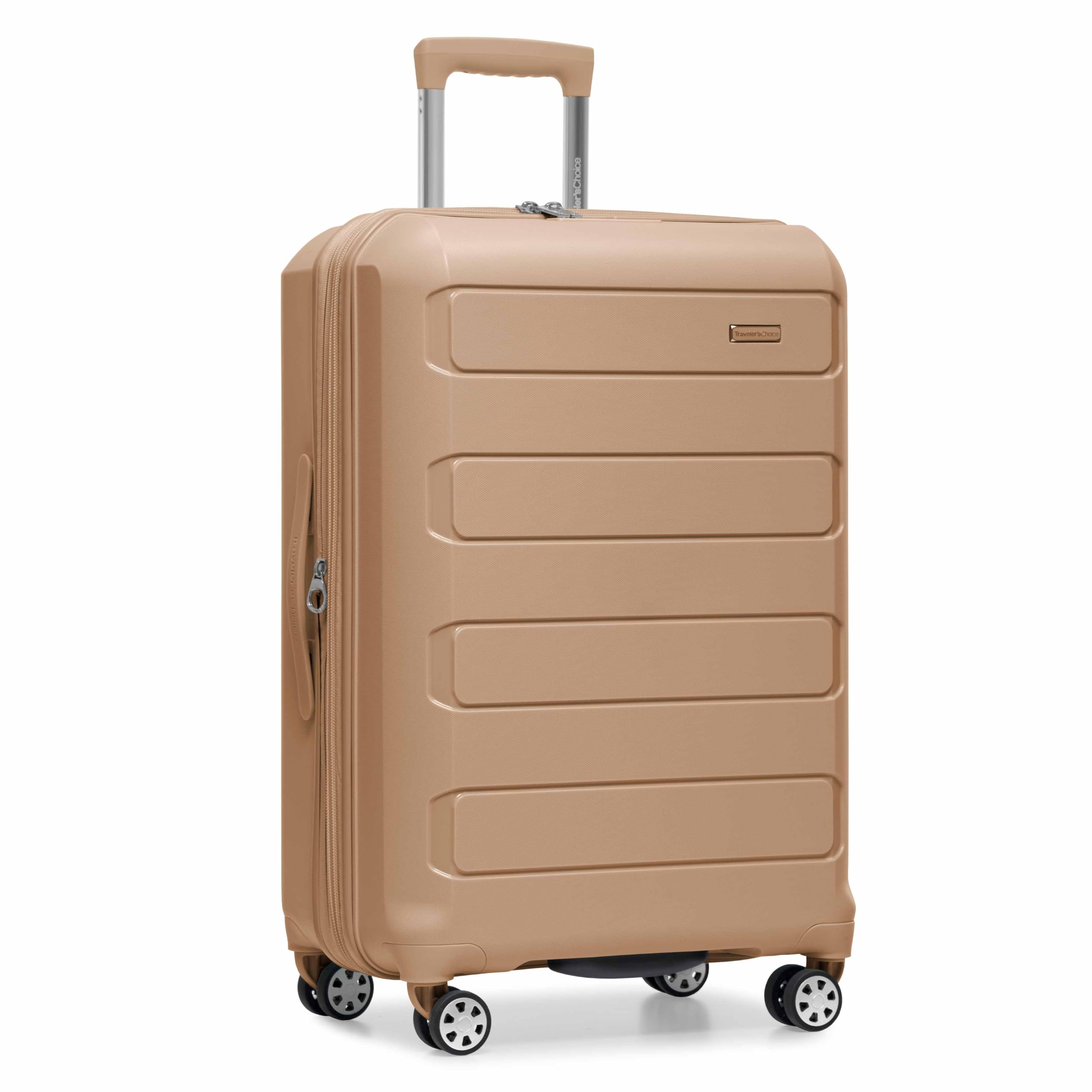 Photo 1 of ** MINOR DAMAGE DENT ON SIDE *** Traveler's Choice Pagosa Hardshell Expandable Luggage with Spinner Wheels, Latte Beige, 26-Inch Medium