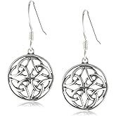 Amazon Essentials Sterling Silver Celtic Knot Round Drop Wire Earrings