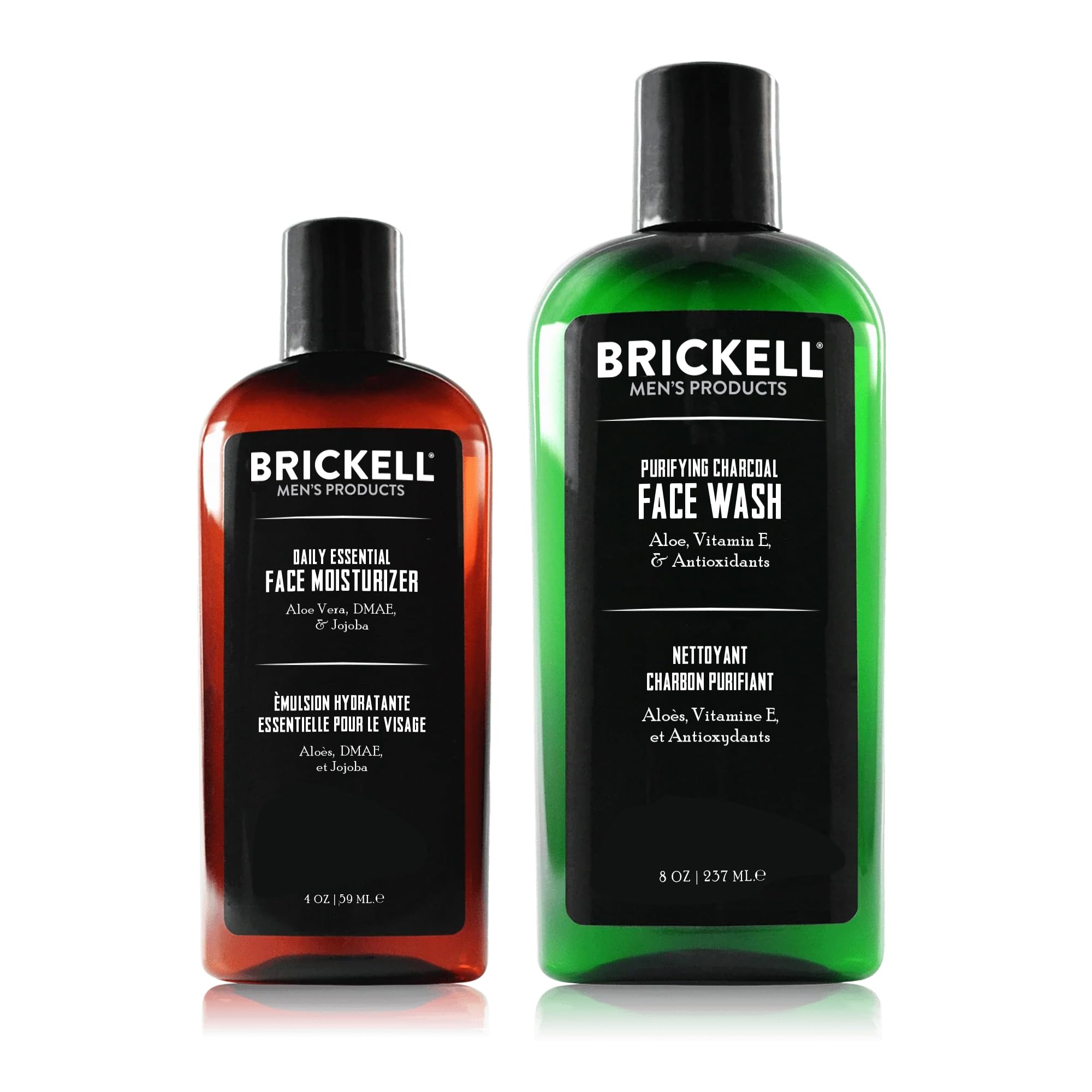 Brickell Men's Daily Essential Face Care Routine II, Purifying Charcoal Face Wash and Daily Essential Face Moisturizer, Natural and Organic, Unscented