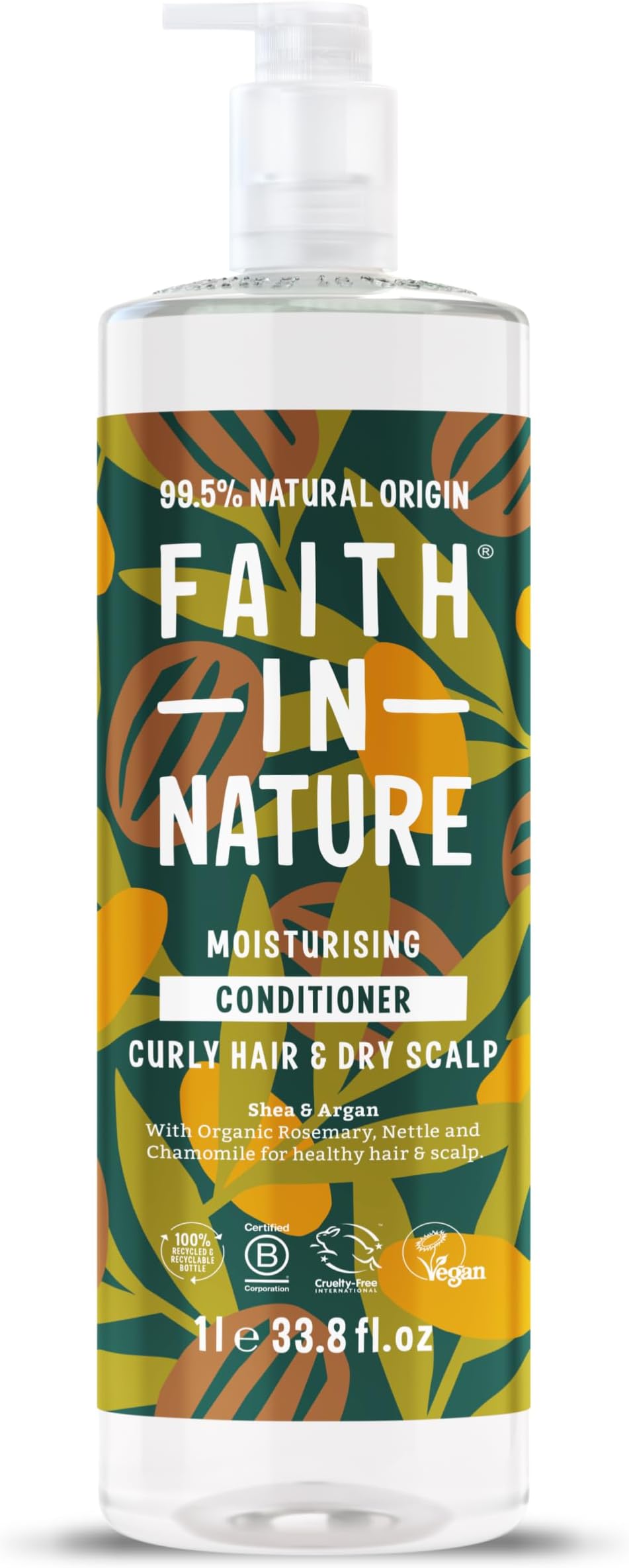 Faith In Nature 1L Shea & Argan Conditioner, Curly Hair Moisturising Vegan