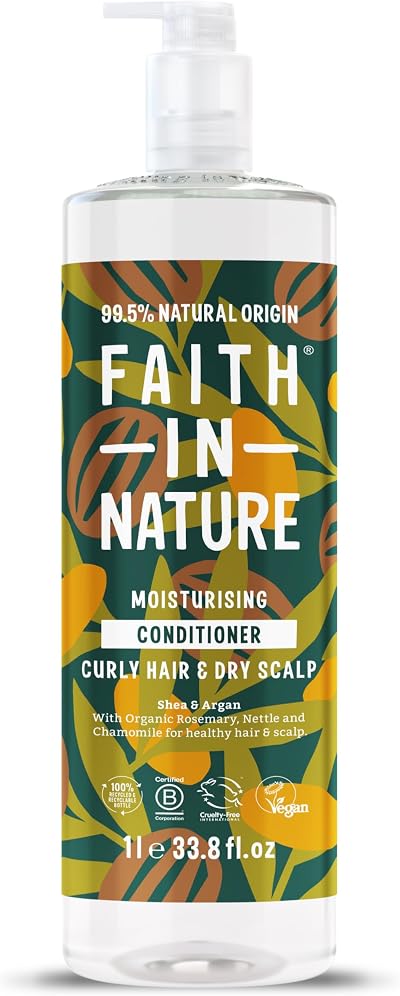 Faith In Nature 1L Shea & Argan Conditioner, Curly Hair Moisturising Vegan