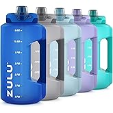 ZULU Goals 64oz Half Gallon Plastic Water Bottle with Straw and Time Marker | Large Reusable Jug with Handle and Leak Proof Lid for All Day Hydration, Gym and Outdoors, Gift Ready, Royal Blue