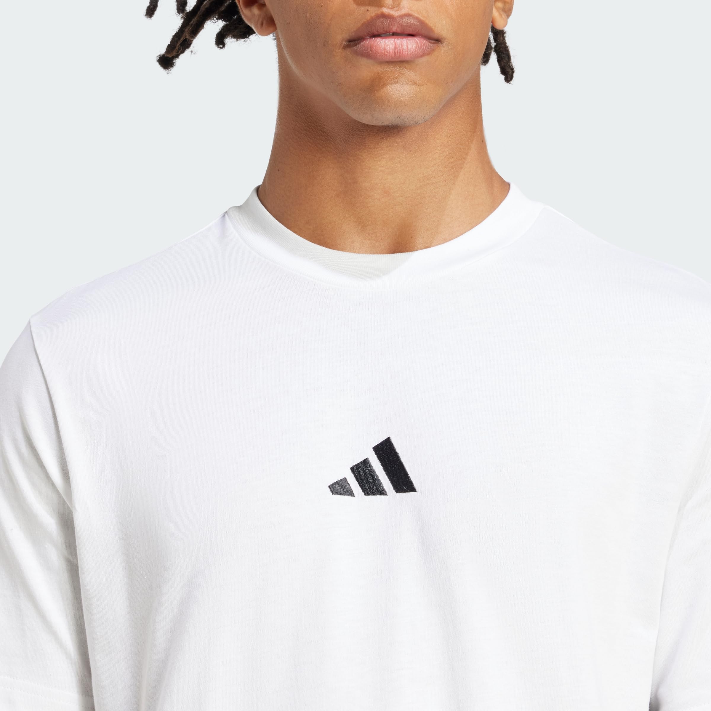 Adidas Men's Essential Three Stripes Single Jersey Tee, White/Black, XL 3