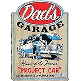 Dad's Garage Project Car Embossed Metal Sign - Funny Vintage Garage Sign for Dad - Great Gift Idea