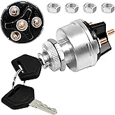 1 Set Wires Ignition Switch with Key 4 Position Ignition Key Switch | Universal, Suitable for 12V Cars, Trucks, Tractors, Trailers, Forklifts, Black Plastic