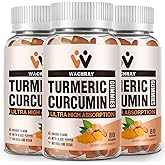 Turmeric Curcumin Gummies with Ginger & Black Pepper Extract - 3 Pack Tumeric Gummy Supplements for Pain Inflammation Joint Weight Health Support - Vegan, Organic, Gelatin-Free - for Adults and Kids