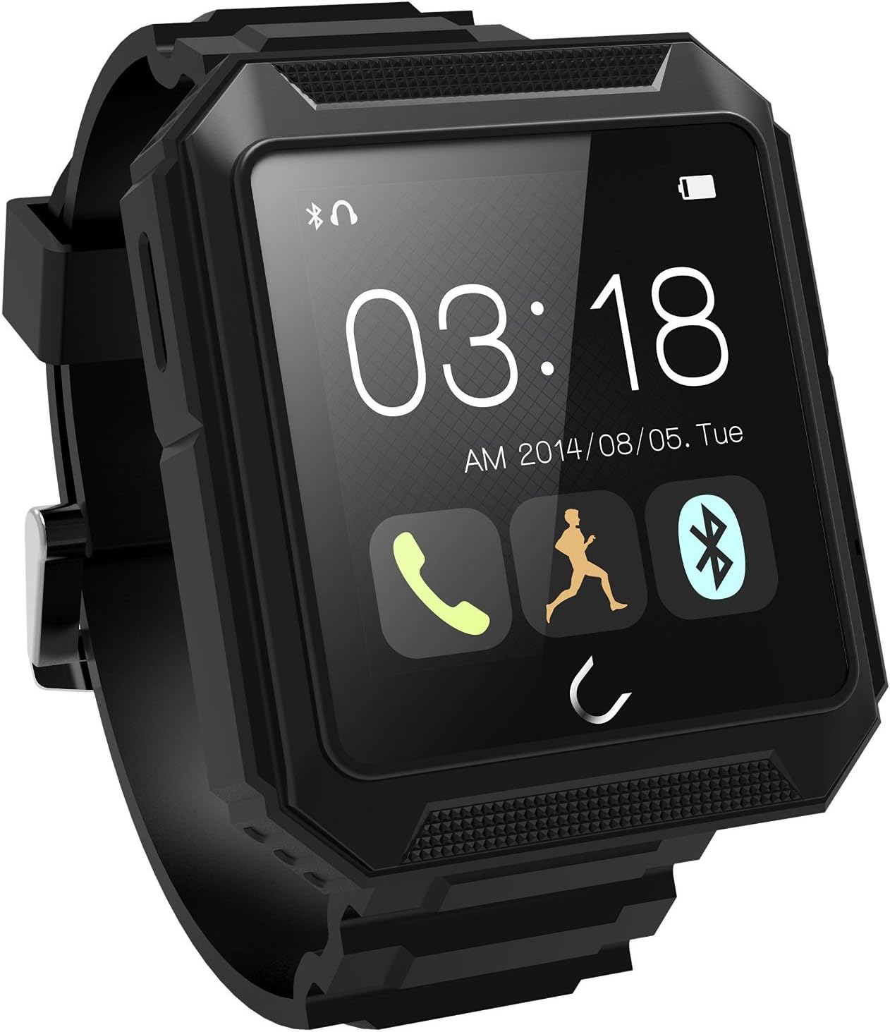 Wintimes Deluxe U TERRA Smart Watch 1.6" Touch Screen Bluetooth 4.0 Ip68 Waterproof Shockproof Dustproof for Samsung Note 4/3/2 S6/S6 Sony Z4/Z3/Z2 HTC ONE M7/M8/M9 Iphone 5s/5c/5/4s-Black