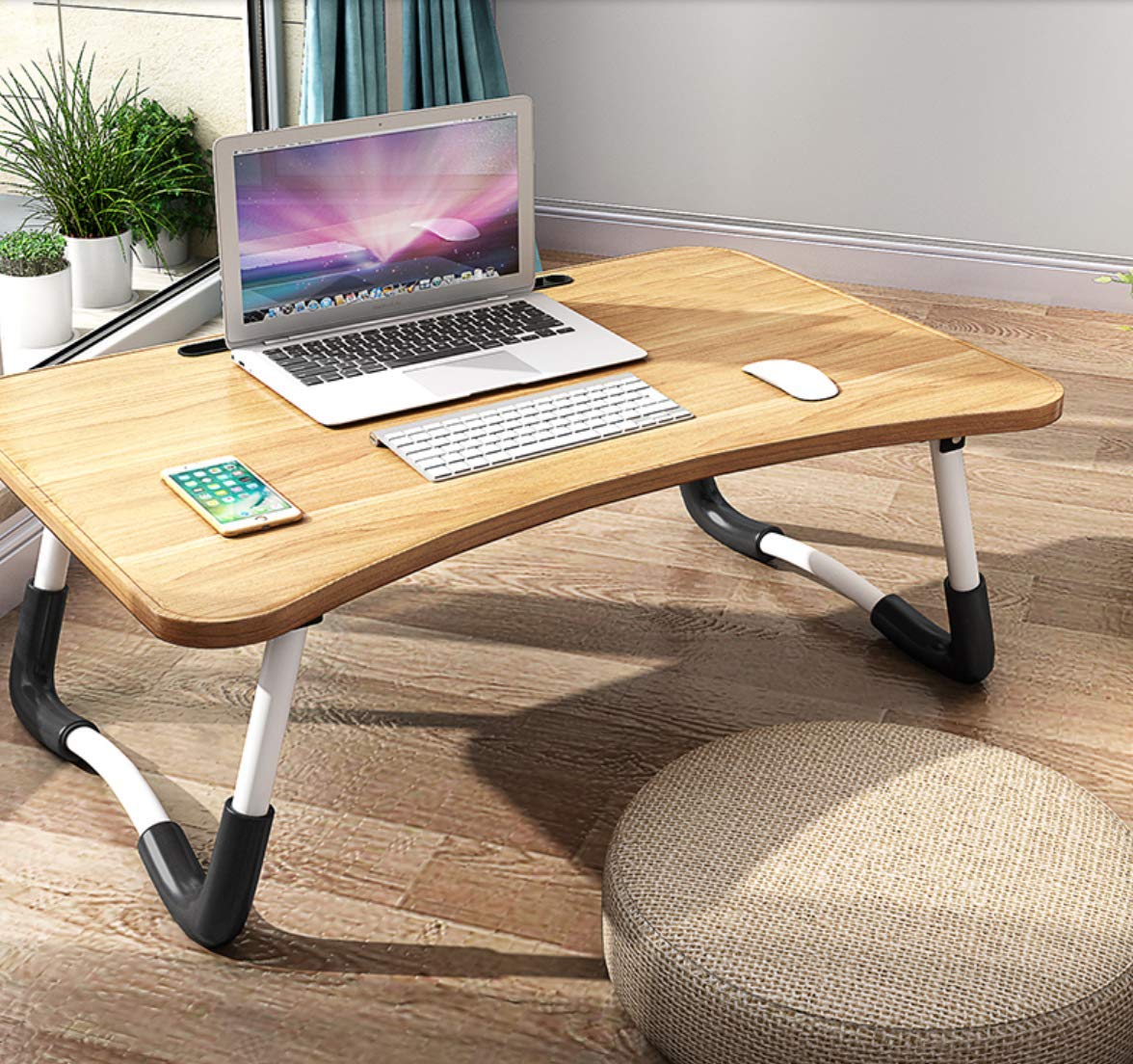 Foldable Laptop Bed Table Lap Desk Stand, Serving Tray Dining Table with Slot, Notebook Stand Holder, Bed Tray Laptop Desk for Eating Breakfast, Working, Watching Movie on Bed/Couch/Sofa/Floor