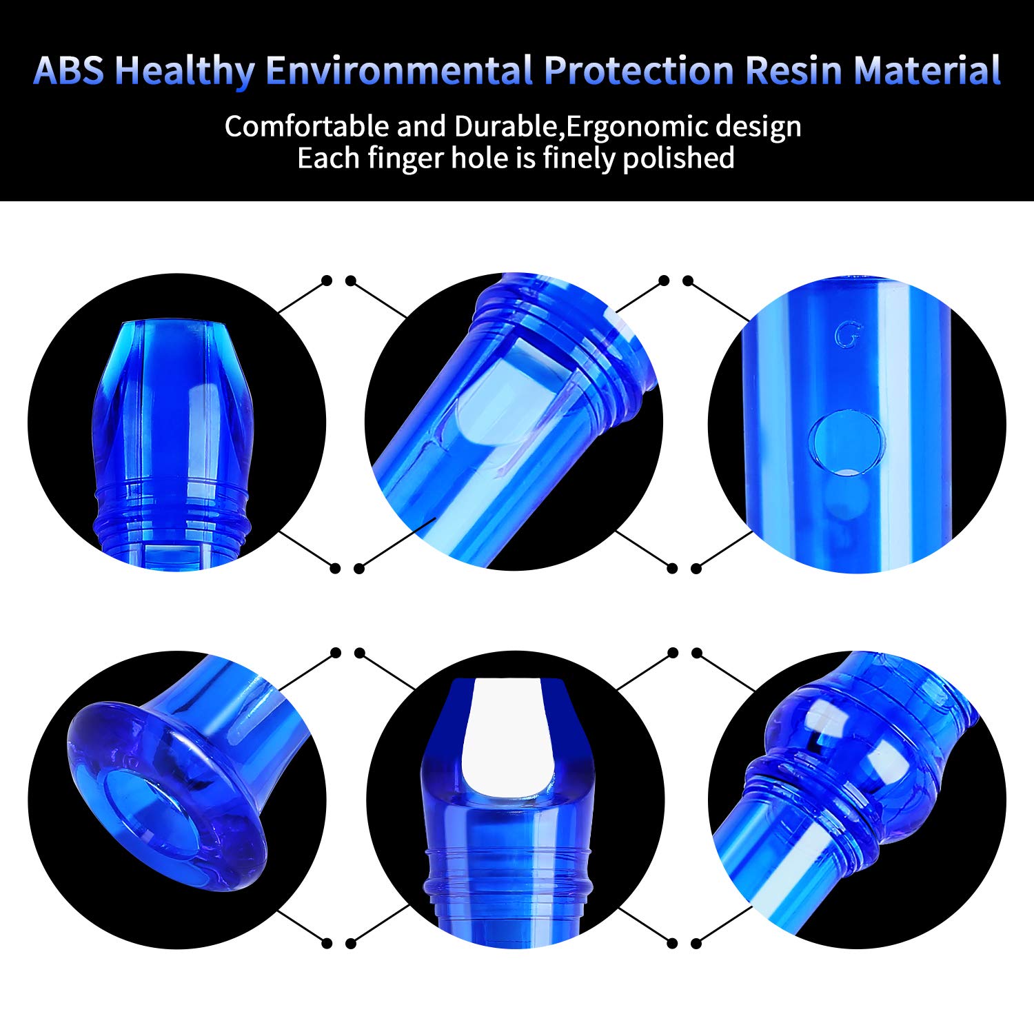 Lot-Yes 8-Hole Soprano Descant Recorder With Cleaning Rod + Case Bag Music Instrument (Crystal Blue)