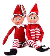 GLOW Naughty Little Xmas Elf Set of 2 Playful Elves with Soft Body Vinyl Face view 2