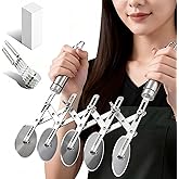 5-Wheel Pastry Cutter &amp; Dough Divider - Adjustable Heavy Duty Stainless Steel Tool for Cinnamon Rolls, Brownies, Lattice, Pasta, Pizza | Achieve Perfect, Even Cuts Every Time