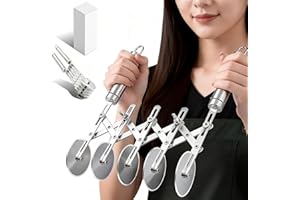 5-Wheel Pastry Cutter & Dough Divider - Adjustable Heavy Duty Stainless Steel Tool for Cinnamon Rolls, Brownies, Lattice, Pas