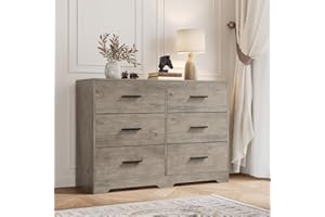 Garvee Chest of Drawers with 6 Drawers, Modern Drawer Dresser Durable Structure with Deep Drawers,Anti-Tipping Device for Hom