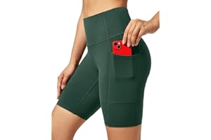 Ewedoos Biker Shorts Women Tummy Control Workout Shorts with 3 Pockets High Waisted Compression Gym Running Yoga Shorts Women
