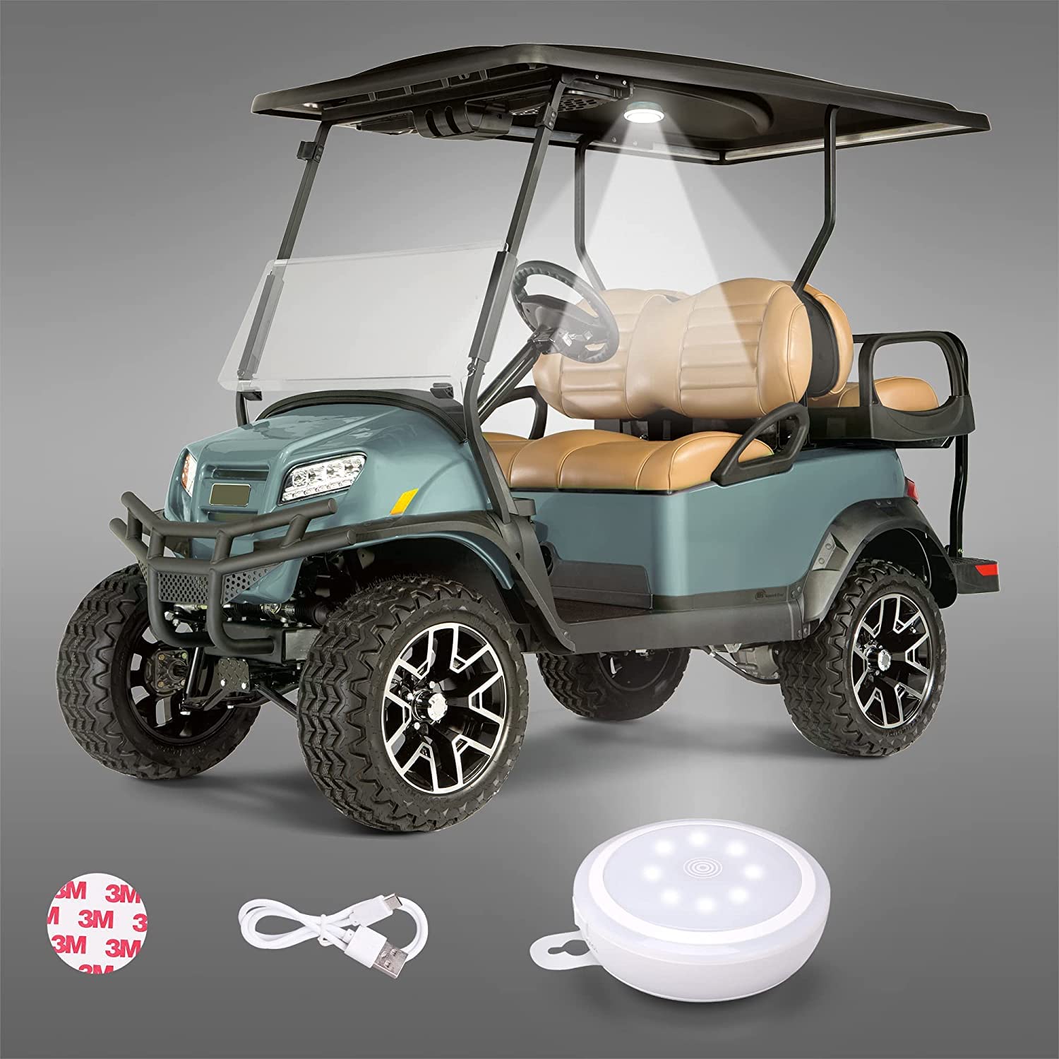 10L0L Universal Golf Cart Dome Light, Wireless Lighting USB Rechargeable LED Touch Roof Light with Timer