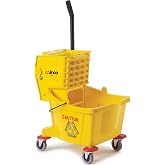 Winco 26 qt Yellow Commercial Plastic Mop Bucket on Wheels | Dishwasher safe, BPA-free, Extra-large capacity for efficient mopping, Great for Floor Cleaning and Kitchen Floors