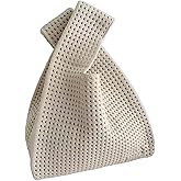 Anopo Women's Knot Wristlet Knitted Bag Hollow Out Crochet Tote Bag Small Wrist Bag Sleeve Knot Pouch