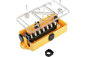 MECMO 7 Way Trailer Wire Junction Box Clear Cover Color-Coded 7 Pin Terminal Studs, Heavy Duty 7 Gang Trailer Wiring Connector Weatherproof Electrical Junction Box for Rewiring RV Camper Trailer Light