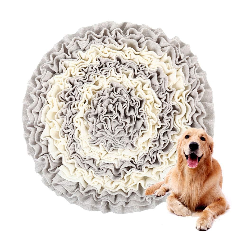 Dog Washable Feeding Training Mat Encourages Natural Foraging Skills, 45x45cm Flower Shape Anti-Slip Sniffing Games Nose Work Smell Foldable Mat
