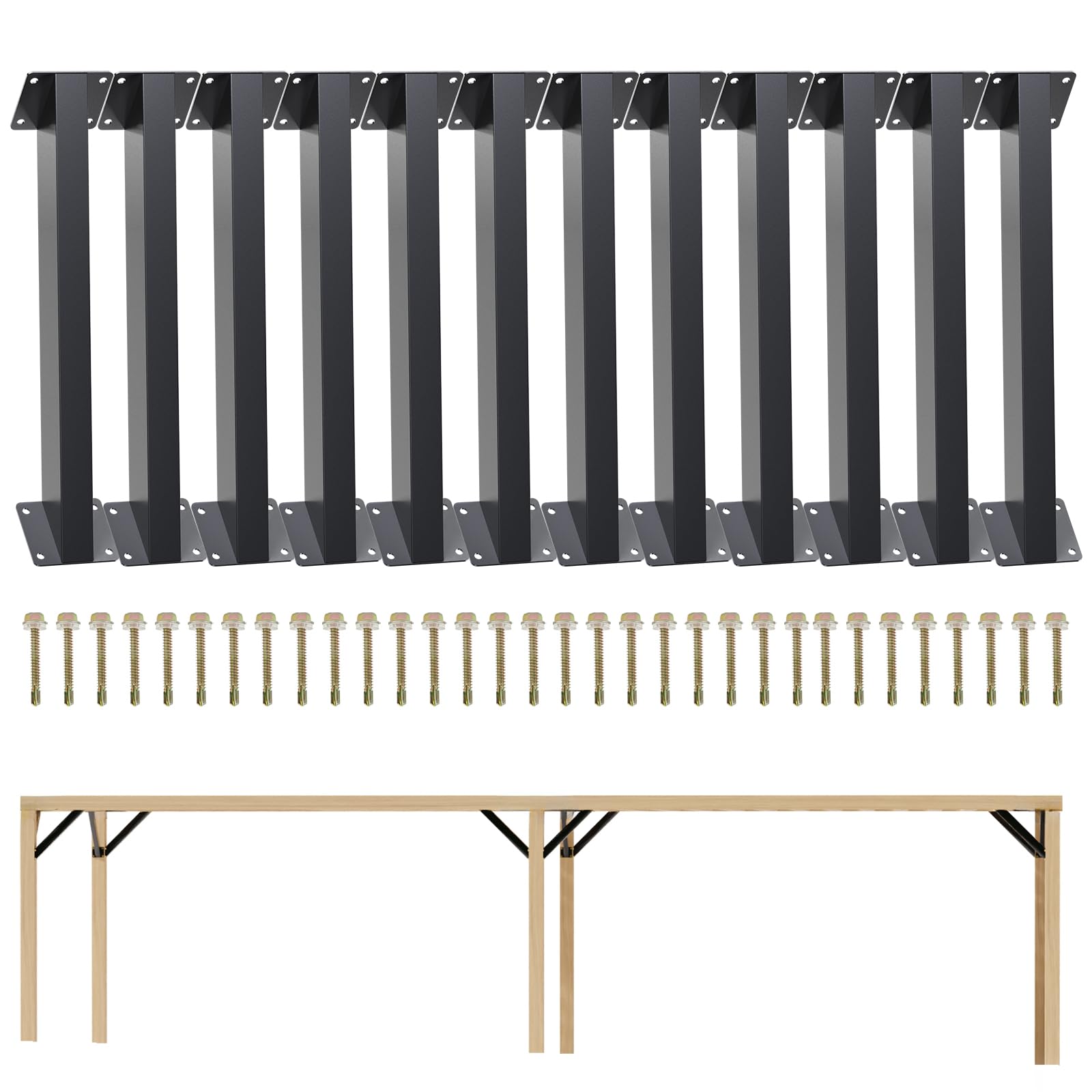 Photo 1 of Grehitk 12PC 45 Degree Angle Support Bracket, Pergola Kit Heavy Duty Connector Brace Bracket Kit for Pergolas for for Gazebos Patio Pergolas Log Cabin Elevated Wood Stand Kit