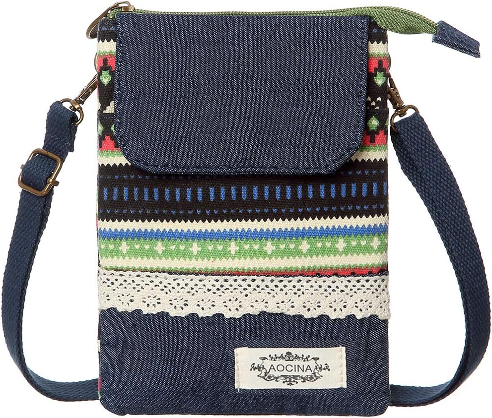Small Canvas Cellphone Crossbody Purse Bag for Girls Teens Women with Adjustable Strap