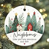 Gift Glow Good Neighbor Ornament 2025 - Ceramic Christmas Tree Decoration Thank You Gifts for Neighbors and Friends, Meaningful Hanging Decor