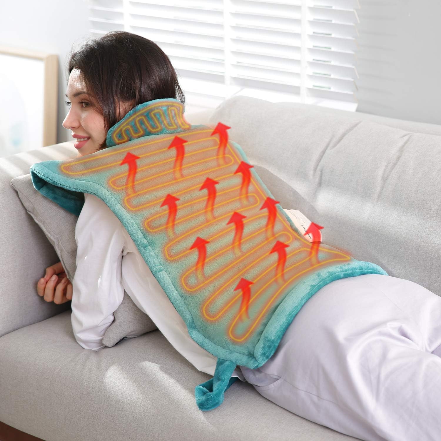 Large Heating Pad for Back and Shoulder Pain, 24"x33" Heat Wrap with Fast-Heating and 5 Heat Settings for Sport Sorness and Cramps Relief, Auto Shut Off Available-Lake Green: Health & Personal Care