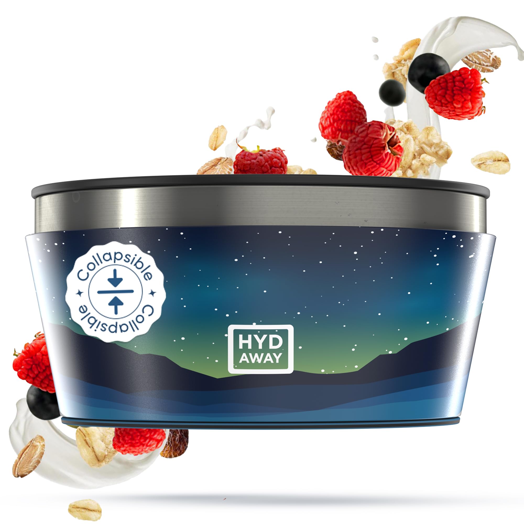 HYDAWAY Collapsible Silicone Insulated Bowl | Portable, Packable, Insulating, Resealable, Hot-and-Cold Dinnerware for Camping, Hiking, Backpacking, Van Life, Travel | 1-Quart Capacity — image 1