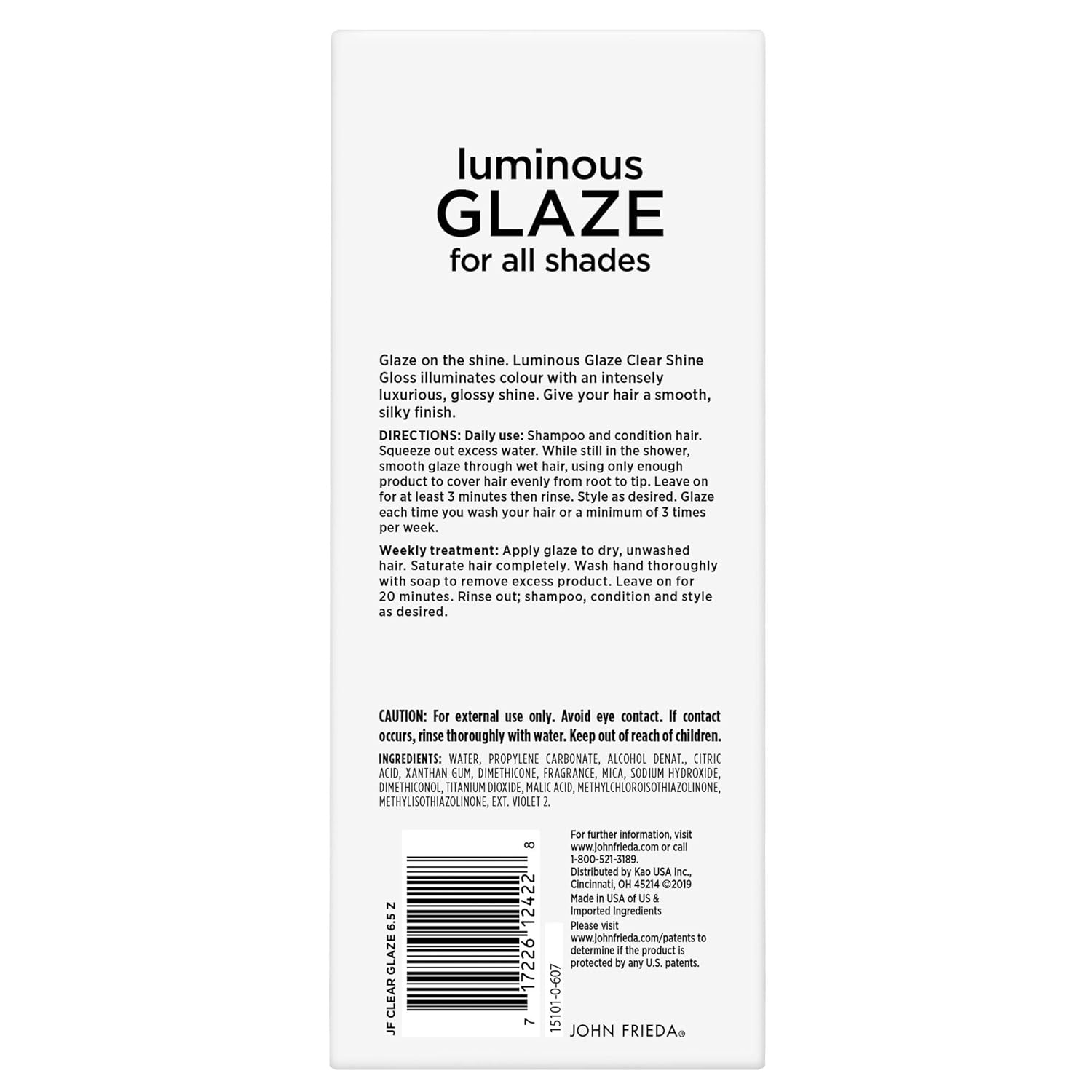 John Frieda 15101 Clear Shine Gloss, 6.5 Ounce Shine Enhancing Glaze, Designed to Fill Damaged Areas for Smooth, Glossy Hair : Hair Color Refreshers : Beauty