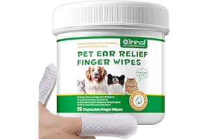 A r b c r n Dog Ear Wipes,Dog and Cats Ear Cleaner Finger Wipes Gently Remove Earwax & Odor, Soothe Ear Itching and Infection 50 PCS