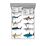 Ambesonne Shark Fitted Sheet & Pillow Sham