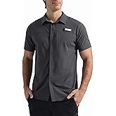 Pioneer Camp Men Fishing Shirts with Zipper Pocket UPF 50+ Lightweight Casual Short Sleeve Button Down Shirts for Men Hiking