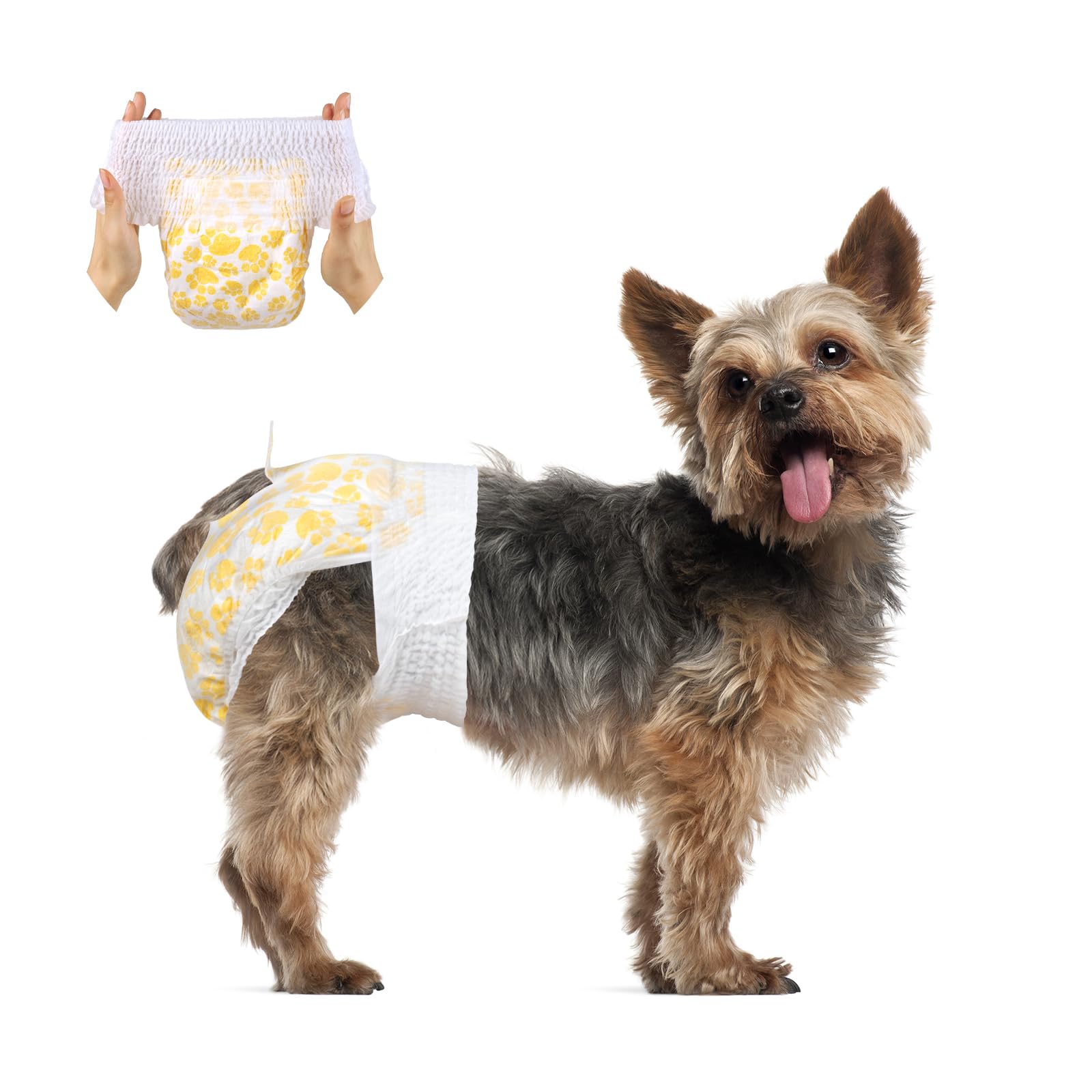 Flying Paws Dog Nappies Female, S-15 Pull-Up Disposable Dog Diapers, 360 Stretchy Waistband Female Nappies, Fits Waist 25-42 cm Small Nappies for in Heat, Period, Incontinence, Training