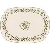 Lenox Holiday Porcelain Oblong Christmas Serving Platter | dishwasher safe | for appetizers or dessert | entertaining, christmas kitchen decor, food tray, gift for women