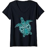 Womens Mandala Design | Sea Turtle V-Neck T-Shirt