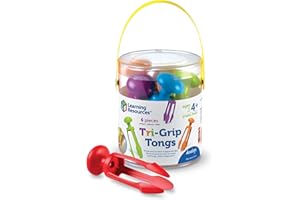 Learning Resources 3 Prong Tong, Pencil Grip Tongs, Sensory Bin, Fine Motor Toy, Set of 6, Ages 4+