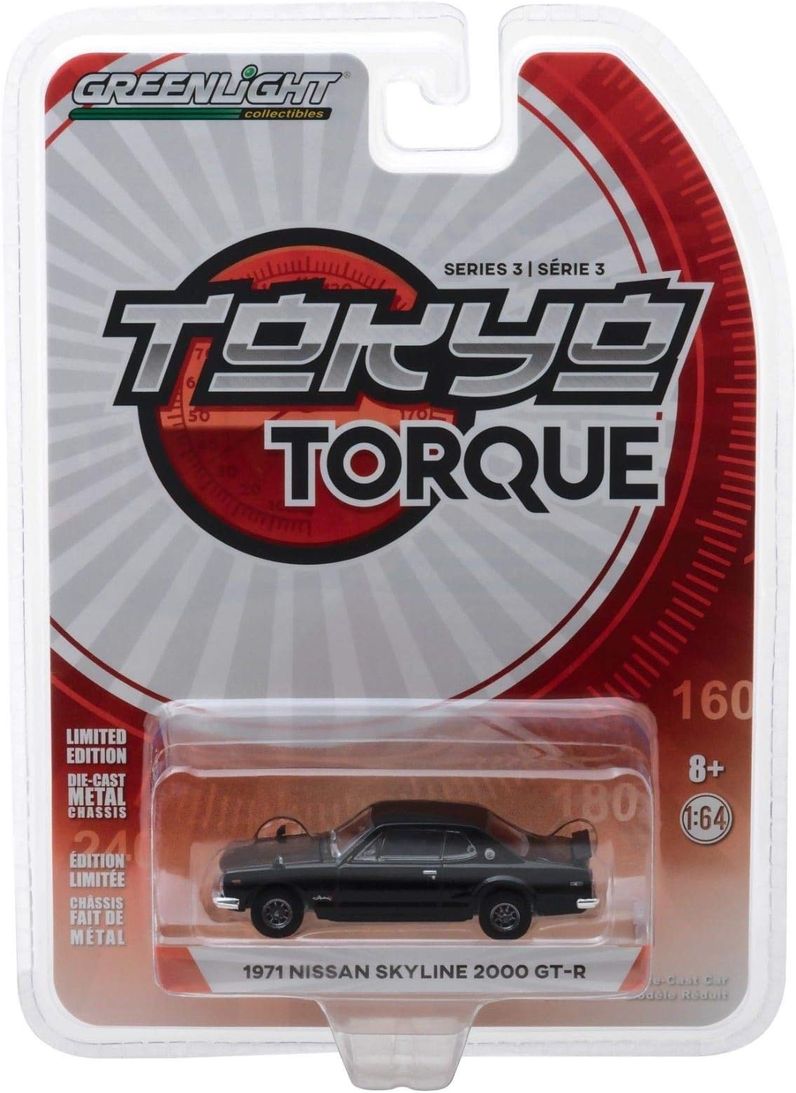 1971 Nissan Skyline 2000 GT-R Black Tokyo Torque Series 3 1/64 Diecast Model Car by Greenlight 47010 A