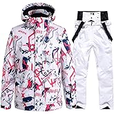 WOWULOVELY Men's Winter Snowsuit Waterproof Windproof Mountain Jacket and Pant Sets Insulated Snowboarding Skisuit