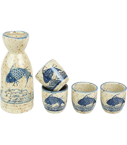 Amazon.com: EHVYBDX Japanese Sake Cup Set 5 Piece Porcelain