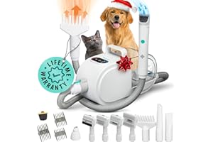 PetCove 7 in-1 Dog Grooming Kit And Dog Hair Dryer, 60db low Noise Dog Grooming Vacuum, Pet Vacuum Grooming Kit, Dog Hair Vacuum, Dog Hair Dryer, Pet Dryer, Dog Blow Dryer, Cat Grooming Kit