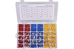 EL-SKY 480pcs Premium Quality Insulated Electrical Wire Terminals, Mixed Assorted Lug Kit,Electrical Crimp Connectors Spade Set with Case
