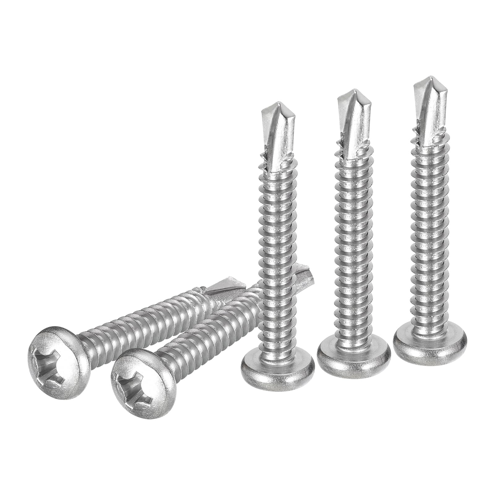 DTGN #14x1-3/4" Pan Head Self Drilling Screws - 25Pack - 410 Stainless Steel Phillips Drive Self Tapping Sheet Metal Screws