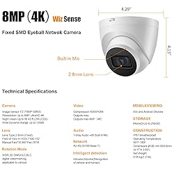Dahua 4K PoE Security Dome Surveillance IP Outdoor