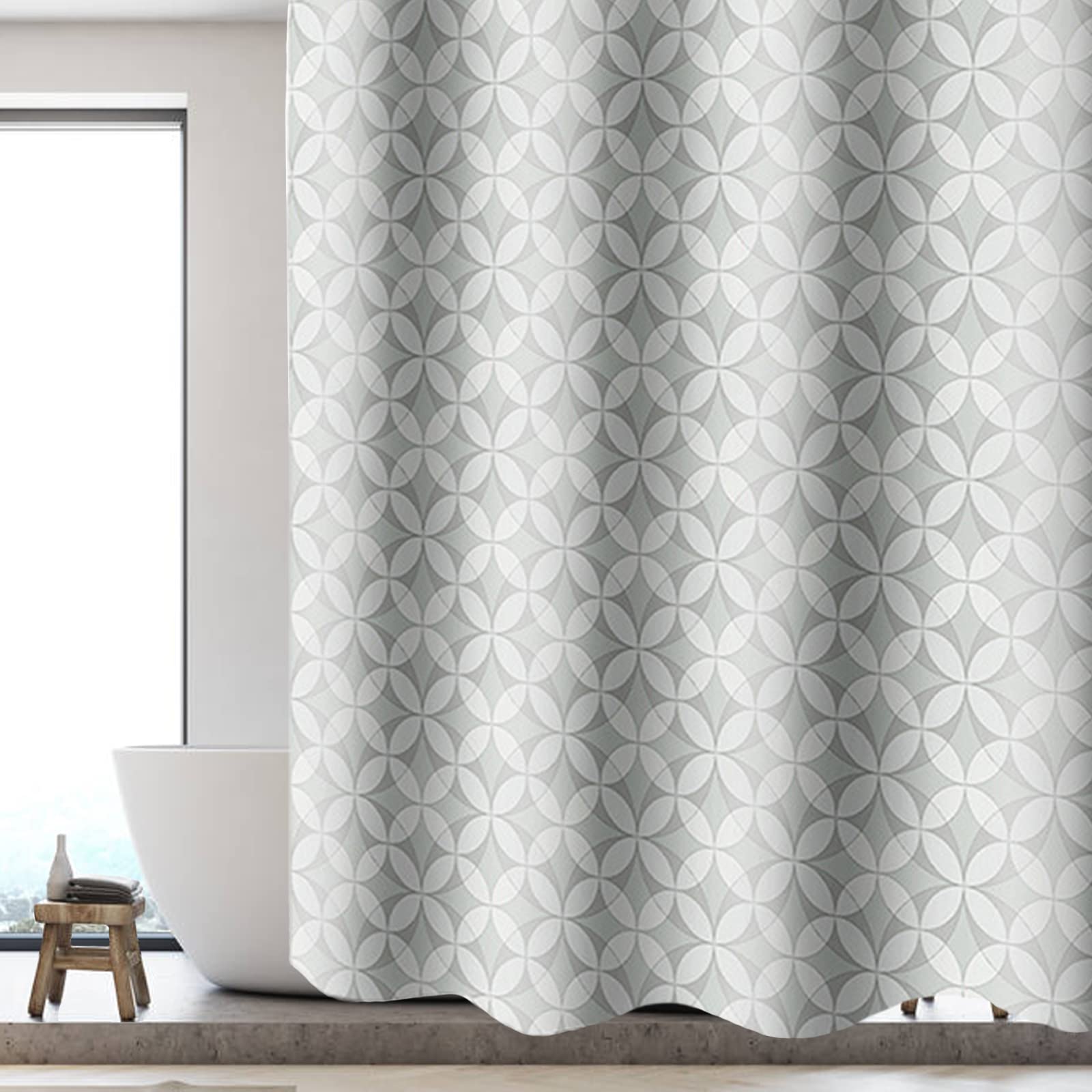 Bishilin Extra Long Shower Curtain, Weighted Shower Curtains Polyester Mould & Mildew Resistant 180x200cm (70.8x78.7)