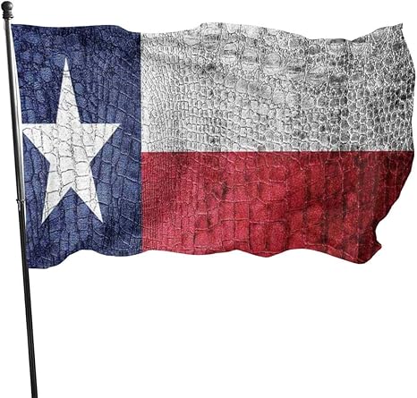 Bandera del estado de Heidan Texas, pintada en piel de cocodrilo