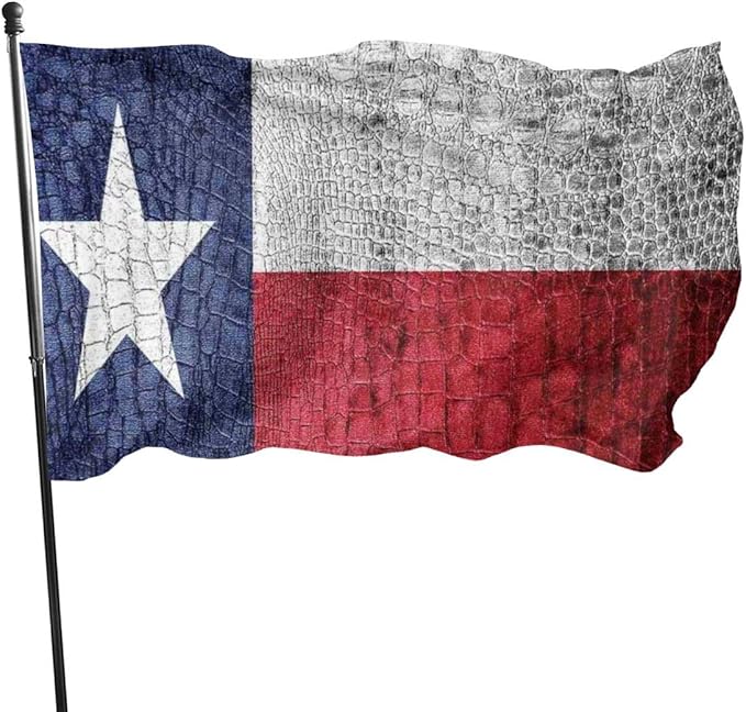 Bandera del estado de Heidan Texas, pintada en piel de cocodrilo