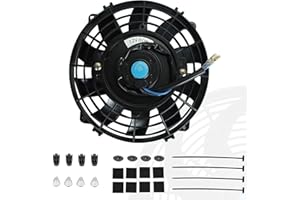 BLACKHORSE-RACING 7" inch Universal Slim Fan Push Pull Electric Radiator Cooling 12V Mount Kit Black
