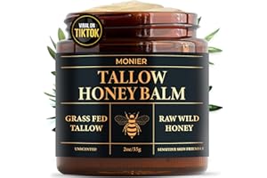 MONIER Tallow and Honey Balm for Face, Beef Tallow for Skin, Moisturizer with 100% Organic Grass-Fed Beef Tallow & Raw Wild Honey - Natural Formula for Dry & Sensitive Skin (Unscented)